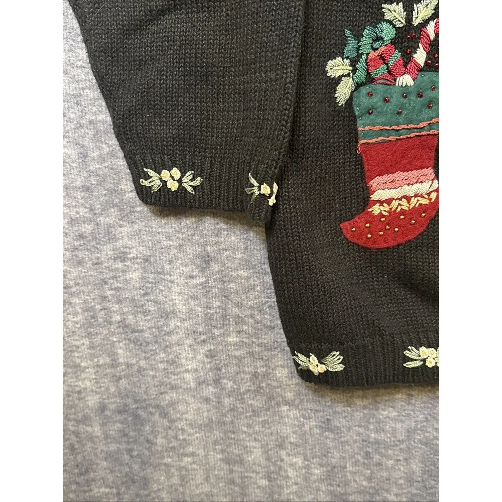 Vintage Stitches In Time Christmas Embroidered Cardigan Sweater Size‎ 2X Women